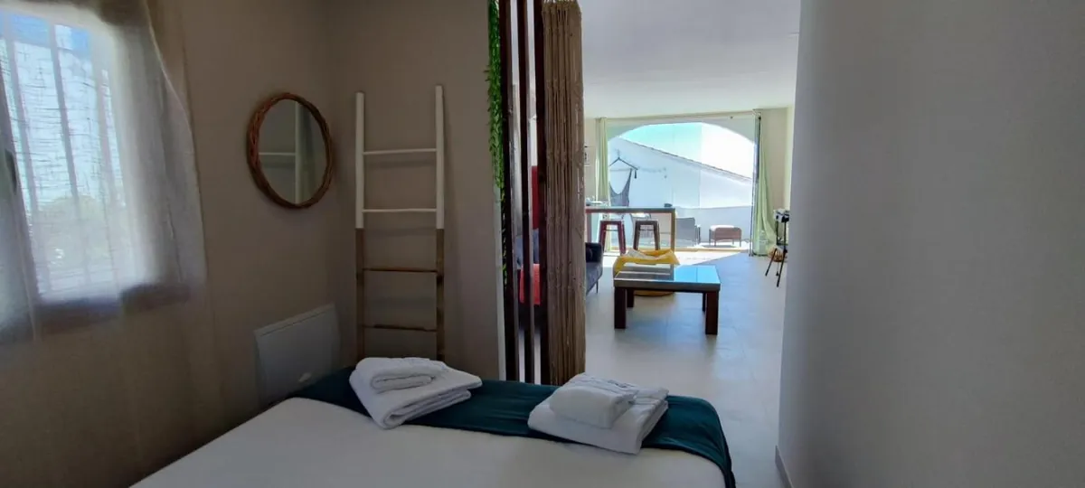 View from the bedroom to the living room
